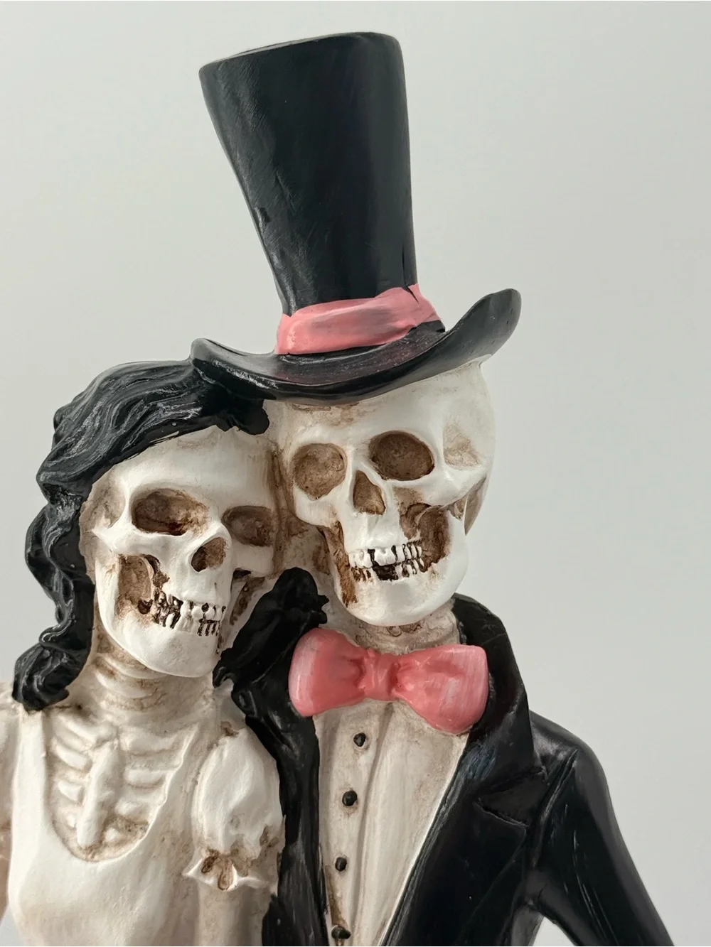 Gothic Skeleton Bride & Groom Cake Topper in Black, White & Pink